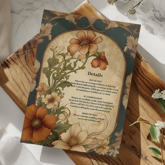 Vintage Bougainvillea  Art Nouveau Wedding Enclosure Card (Creator Uploaded)