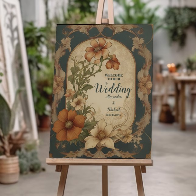 Vintage Bougainvillea  Art Nouveau Wedding Foam Board (Creator Uploaded)