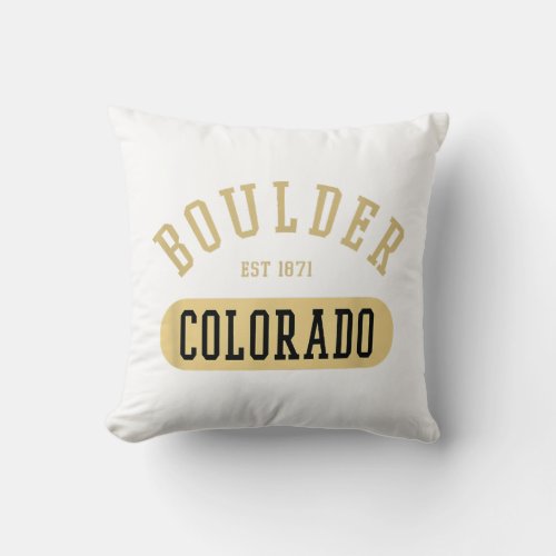 Vintage Boulder Colorado Retro College Jersey Styl Throw Pillow