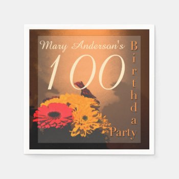Vintage Bouquet 100th Birthday Paper Napkin by PBsecretgarden at Zazzle