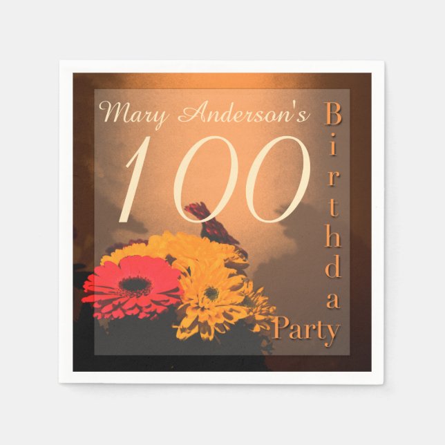 Vintage Bouquet 100th Birthday paper napkin (Front)