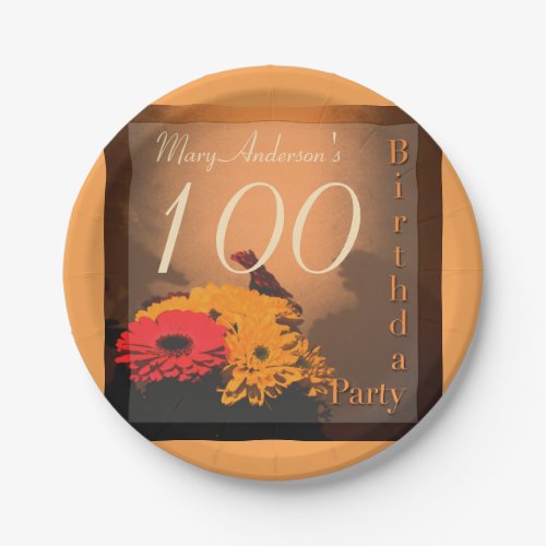 Vintage Bouquet  100th Birthday Party Paper Plates