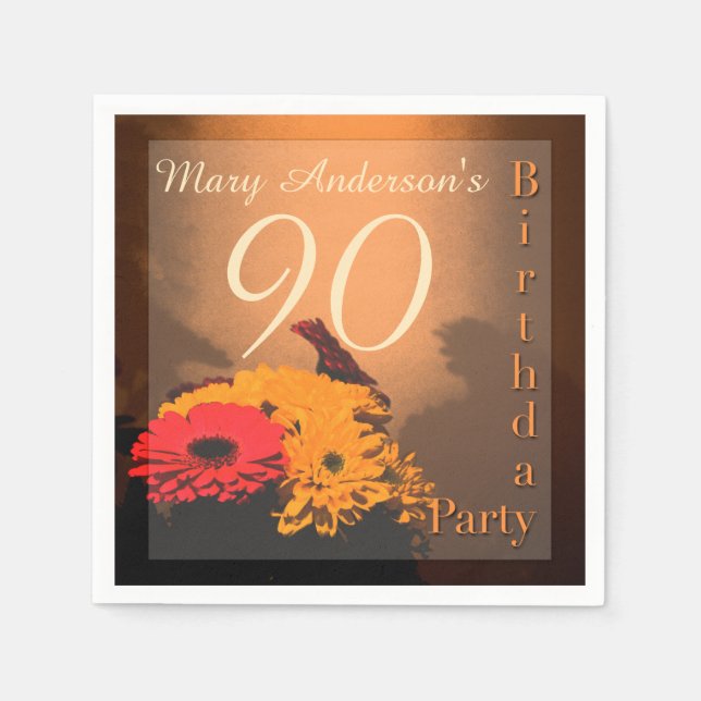 Vintage Bouquet 90th Birthday paper napkins (Front)
