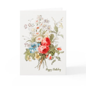 Vintage Bouquet Birthday Card (Optional Photo)