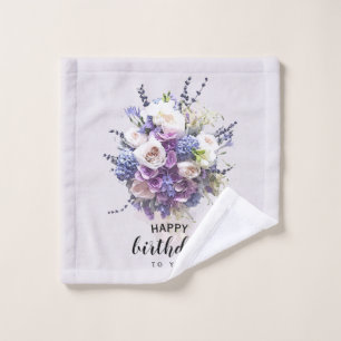 Vintage Bouquet Customized Birthday Calligraphy Bath Towel Set