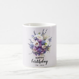 Vintage Bouquet Customized Birthday Calligraphy Coffee Mug