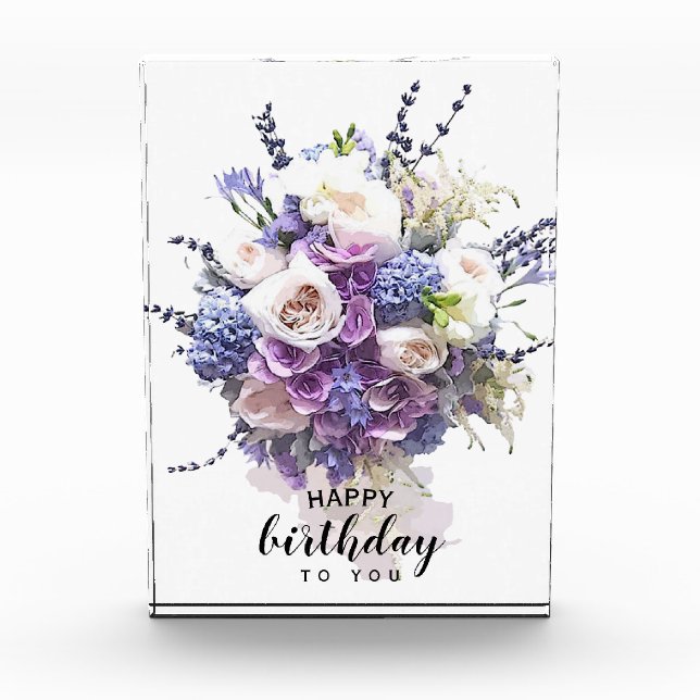 Vintage Bouquet | Customized Birthday Calligraphy Photo Block (Front)
