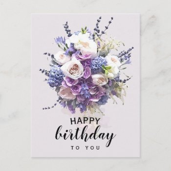 Vintage Bouquet | Customized Birthday Calligraphy Postcard by LifeInColorStudio at Zazzle