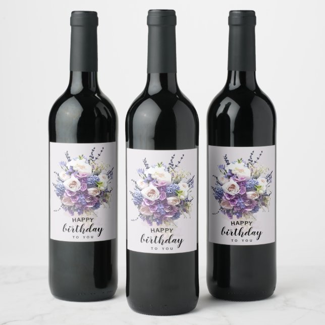 Vintage Bouquet | Customized Birthday Calligraphy Wine Label (Bottles)