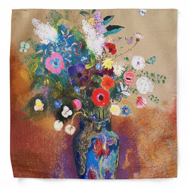 Vintage Bouquet of Flowers by Odilon Redon Bandana (Front)