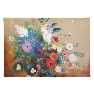 Vintage Bouquet of Flowers by Odilon Redon Cloth Placemat