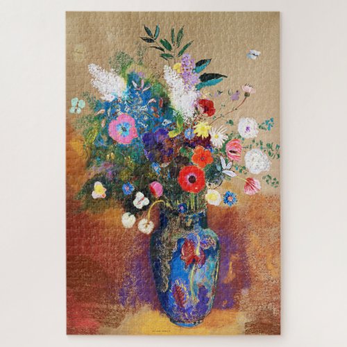 Vintage Bouquet of Flowers by Odilon Redon Jigsaw Puzzle