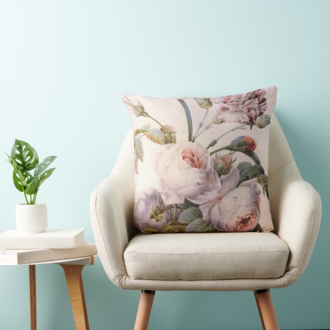 Vintage Bouquet Throw Pillow (Chair)