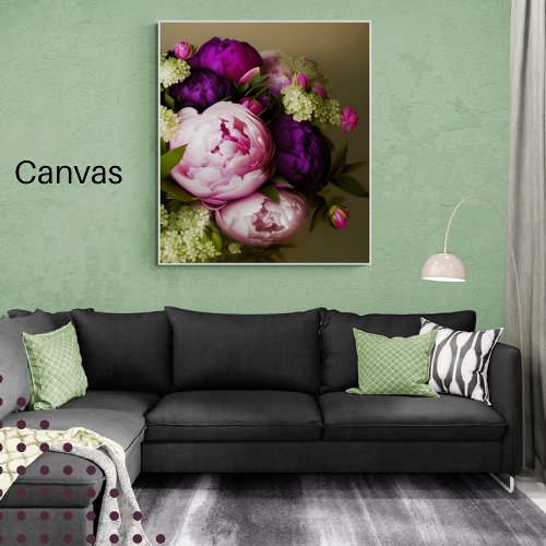 Vintage Bouquet Wine Color Peonies Floral  Canvas Print