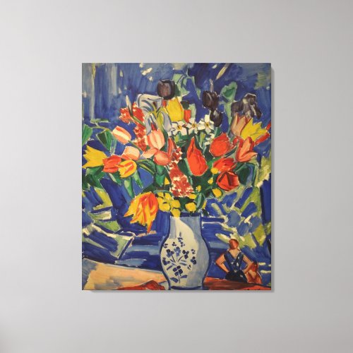 Vintage Bouquet with Figures in the Background Canvas Print