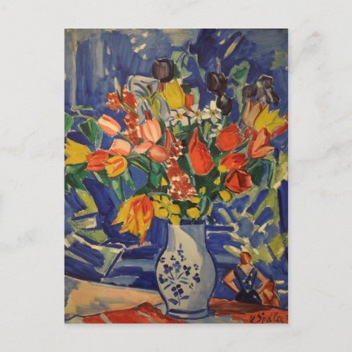 Vintage Bouquet with Figures in the Background Postcard