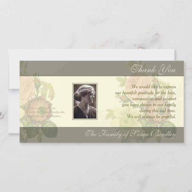 Vintage Bouquet with frame Sympathy Thank You card (Front)