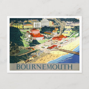 Vintage Bournemouth Travel Poster Postcard