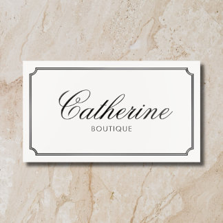 Vintage Boutique Minimalist White Raised Spot UV Business Card