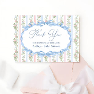 Vintage Bow Floral Baby Shower Thank You