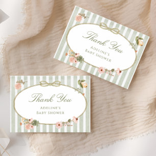 Vintage Bow Floral Baby Shower Thank You Card