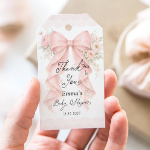 Vintage Bow Floral Baby Shower Thank you Gift Tags
