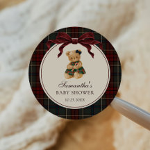 Vintage Bow Teddy Bear Christmas Baby Shower