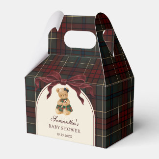 Vintage Bow Teddy Bear Christmas Baby Shower Favor Boxes