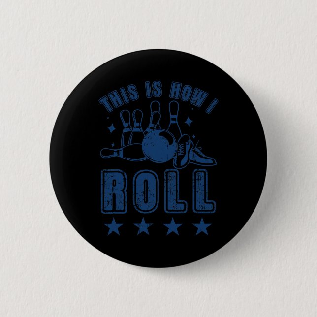 Vintage Bowling Bowler  Button (Front)