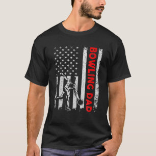 Vintage Bowling Dad USA Flag Retro Fathers Day Dad T-Shirt