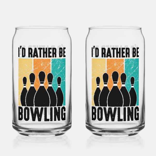 Vintage Bowling Pins Graphic Can Glass (Front)