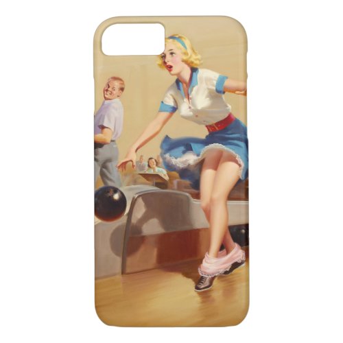 Vintage bowling pinup girl iPhone 87 case