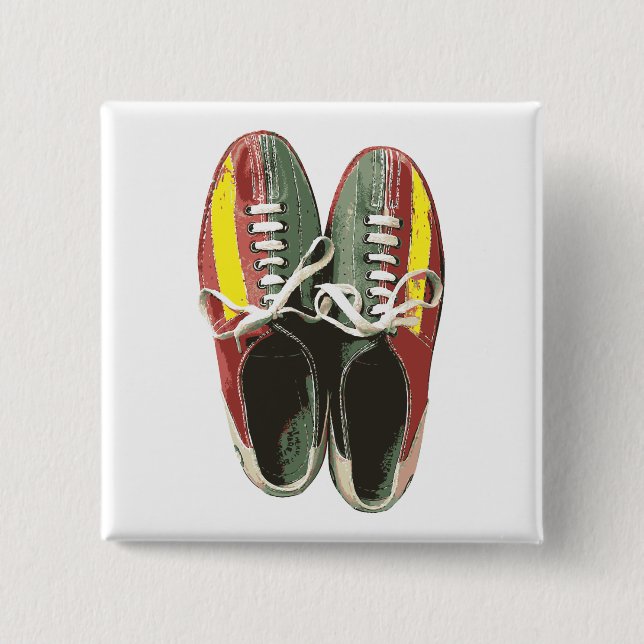Vintage Bowling Shoes Retro Bowling Shoe Pinback Button (Front)