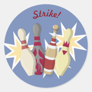 Vintage Bowling Themed Classic Round Sticker