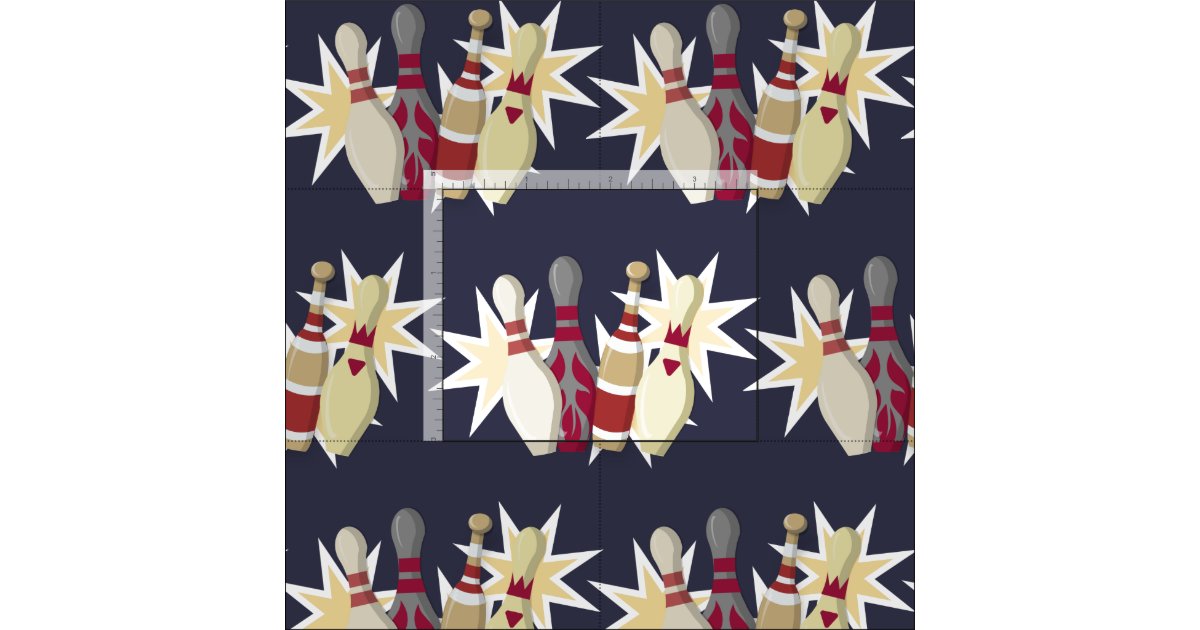 Vintage Bowling Themed Fabric | Zazzle