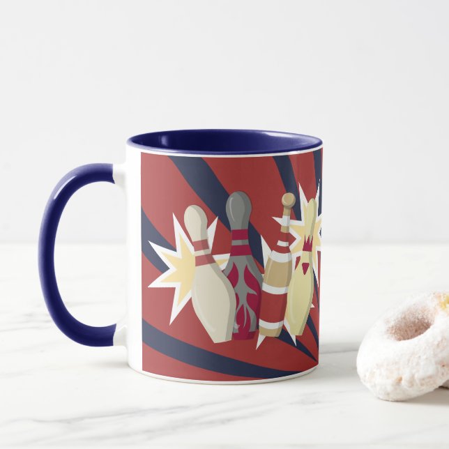 Vintage Bowling Themed Mug (With Donut)