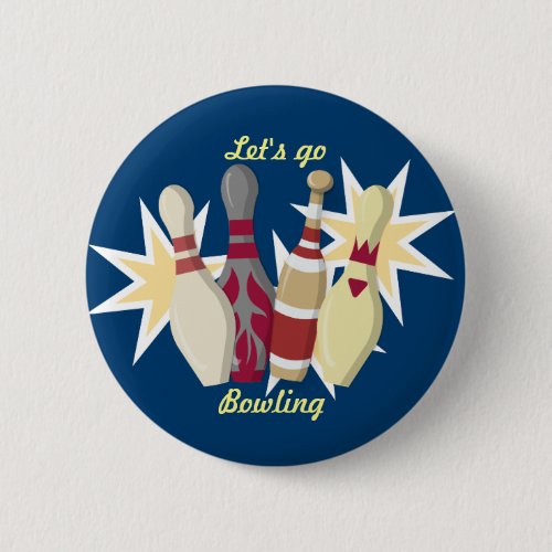 Vintage Bowling Themed Pinback Button