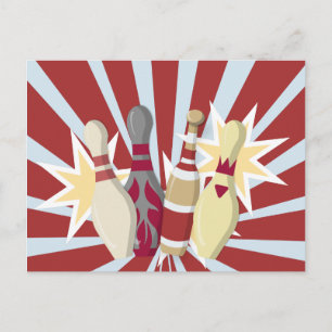 Vintage Bowling Themed Postcard