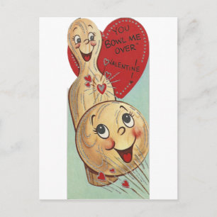 Vintage Bowling Valentine Holiday Postcard
