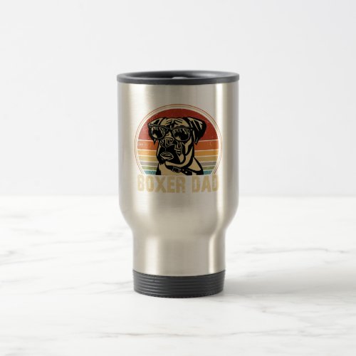 Vintage Boxer Dad Ever Daddy Gifts Dog Owner Travel Mug