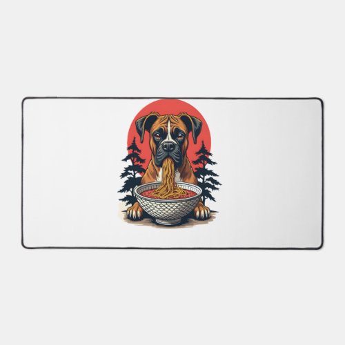 Vintage Boxer Dog Eating Ramen Japanese Sunset Ill Desk Mat