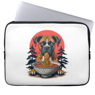 Vintage Boxer Dog Eating Ramen Japanese Sunset Ill Laptop Sleeve