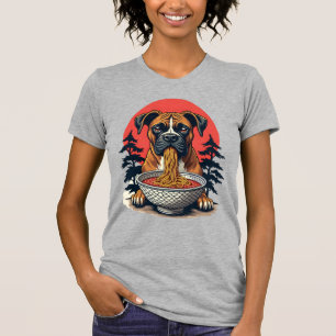 Vintage Boxer Dog Eating Ramen Japanese Sunset Ill T-Shirt
