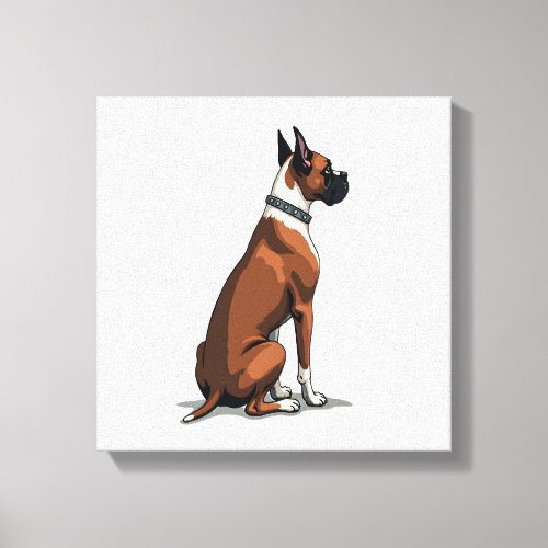 Vintage Boxer Dog From Behind Illustration Brown W Canvas Print