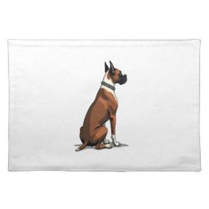 Vintage Boxer Dog From Behind Illustration Brown W Cloth Placemat