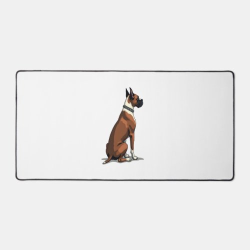 Vintage Boxer Dog From Behind Illustration Brown W Desk Mat