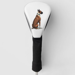 Vintage Boxer Dog From Behind Illustration Brown W Golf Head Cover