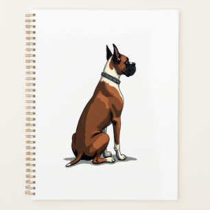 Vintage Boxer Dog From Behind Illustration Brown W Planner