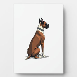 Vintage Boxer Dog From Behind Illustration Brown W Plaque