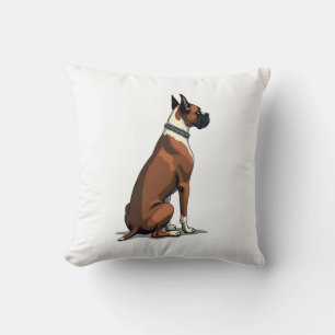 Vintage Boxer Dog From Behind Illustration Brown W Throw Pillow